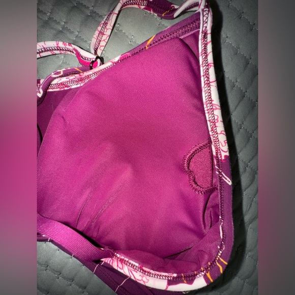 Celaia cross back bathing suit top. Autumn floral purple. Size Medium. NWT - Picture 10 of 11